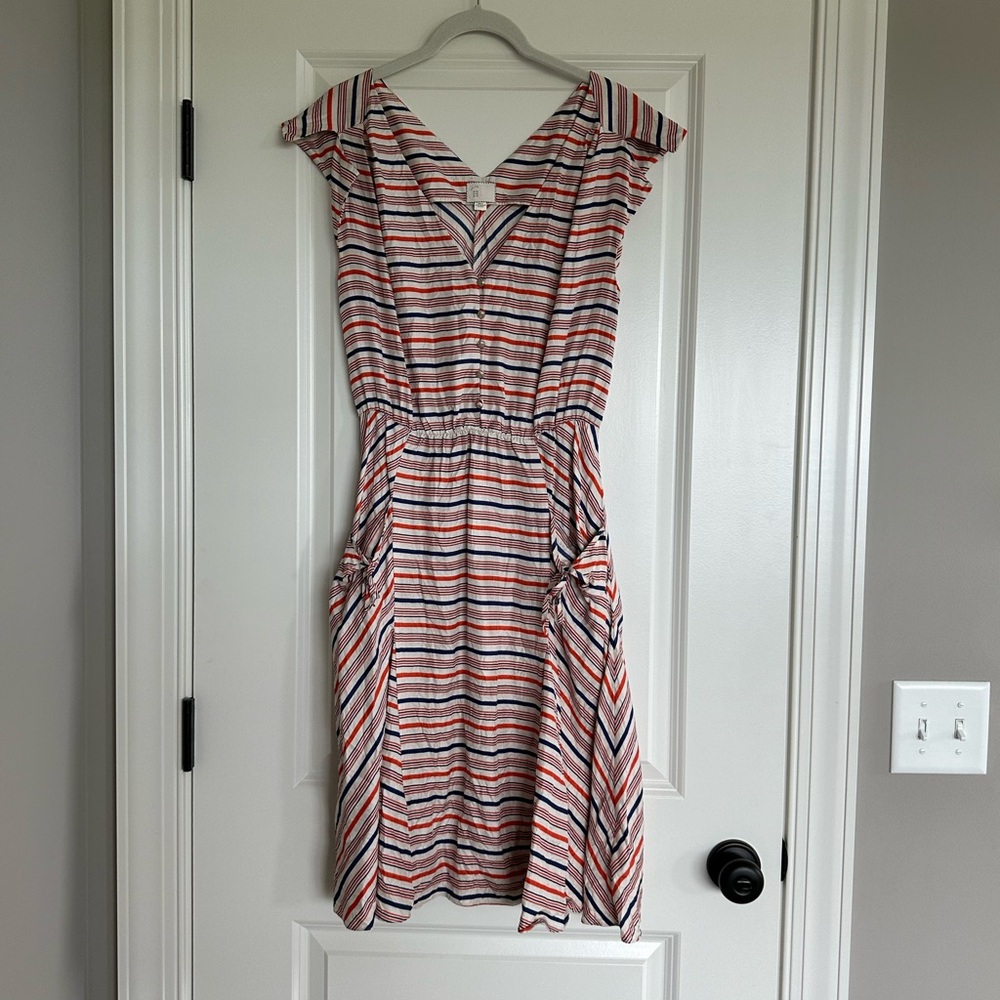 Anthropologie Striped V-Neck Cap Sleeve Dress as seen on New Girl